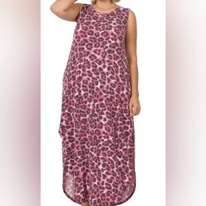 Zenana Leopard print sleeveless maxi dress